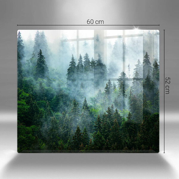 Glass worktop saver Forest in the fog