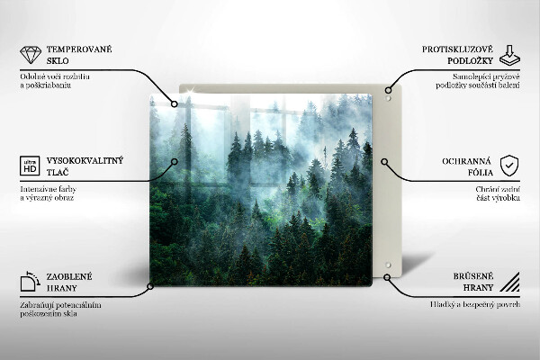 Glass worktop saver Forest in the fog