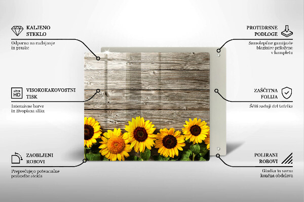 Chopping board glass Sunflowers on the boards