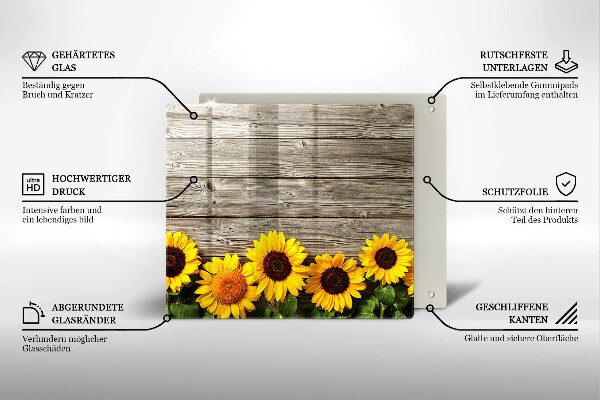 Chopping board glass Sunflowers on the boards