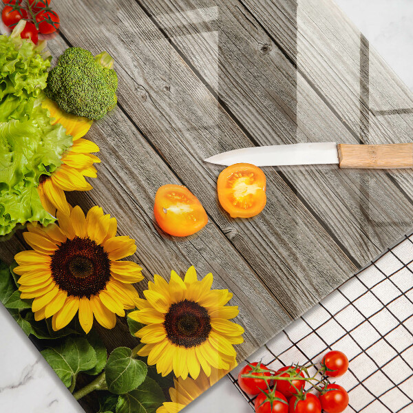 Chopping board glass Sunflowers on the boards