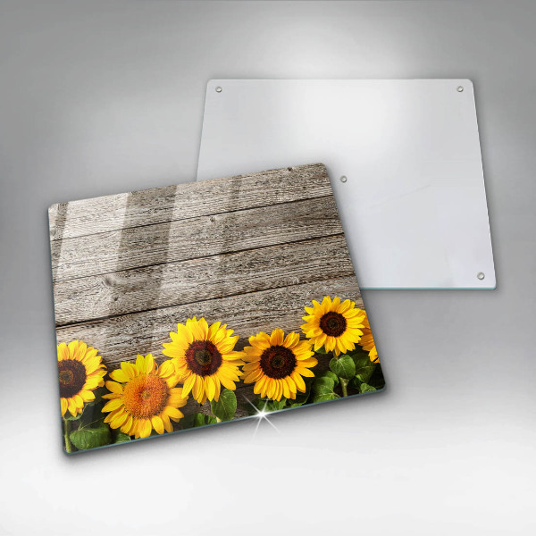 Chopping board glass Sunflowers on the boards