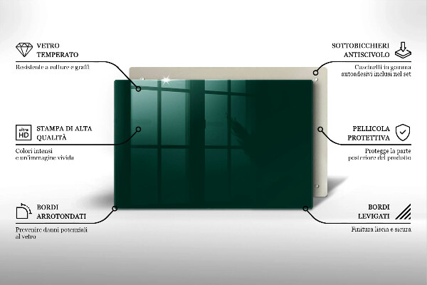 Chopping board glass Green color