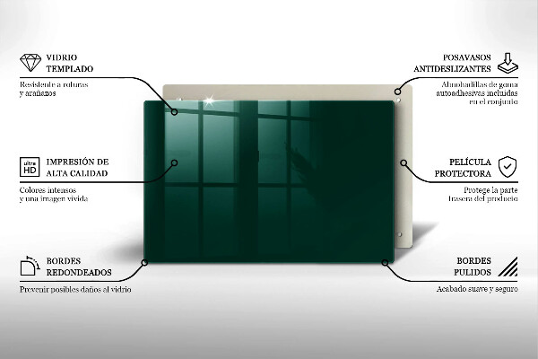 Chopping board glass Green color