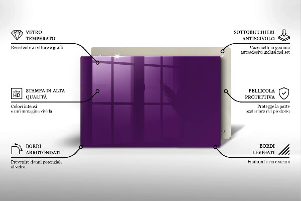 Chopping board glass Violet colour