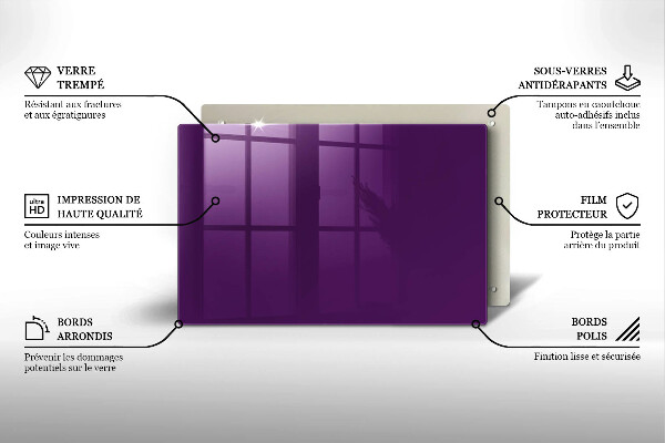 Chopping board glass Violet colour