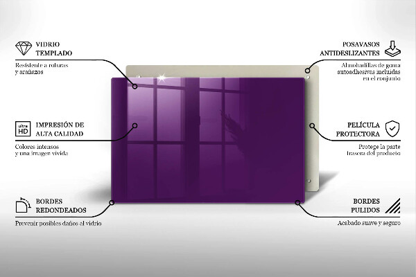 Chopping board glass Violet colour