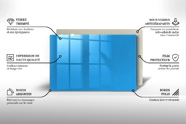 Chopping board glass Blue color