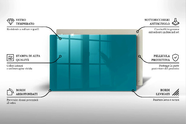 Chopping board glass Turquoise