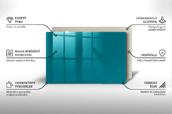 Chopping board glass Turquoise