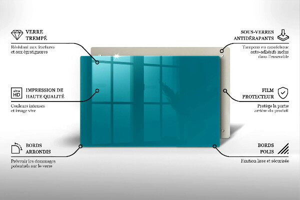 Chopping board glass Turquoise