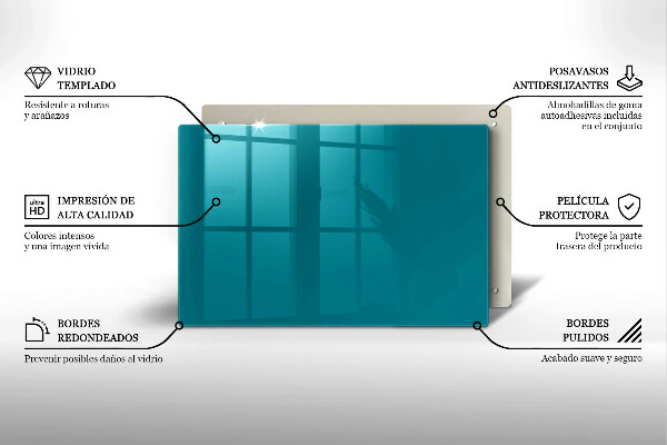 Chopping board glass Turquoise