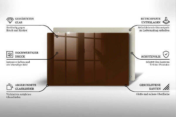 Chopping board glass Brown color