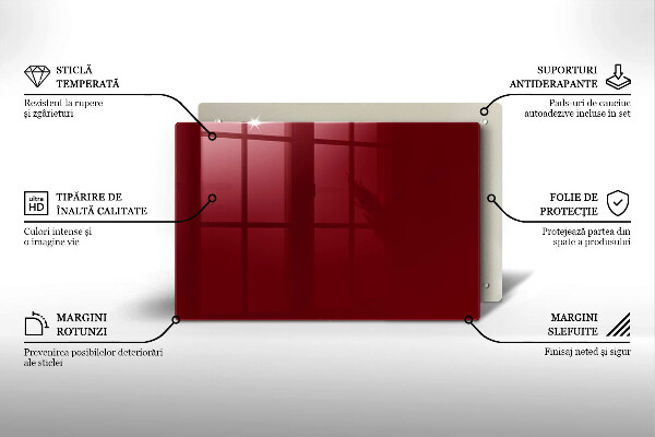 Chopping board glass Burgundy