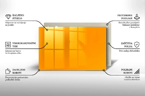Chopping board glass Dark yellow color