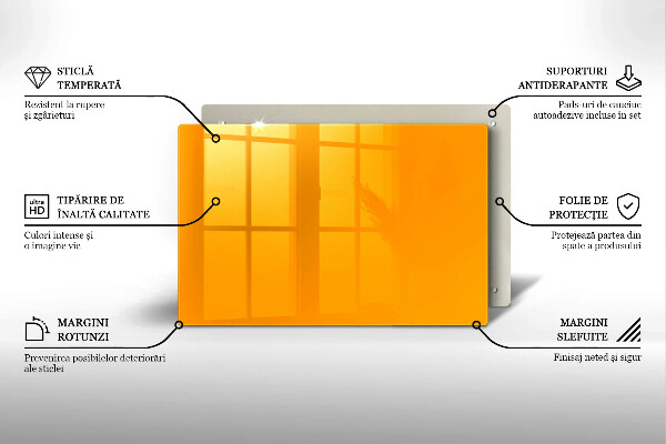 Chopping board glass Dark yellow color