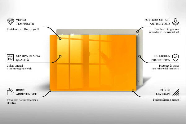 Chopping board glass Dark yellow color