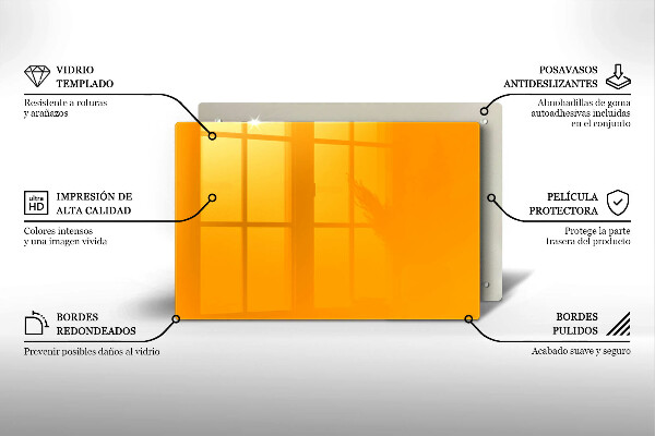 Chopping board glass Dark yellow color