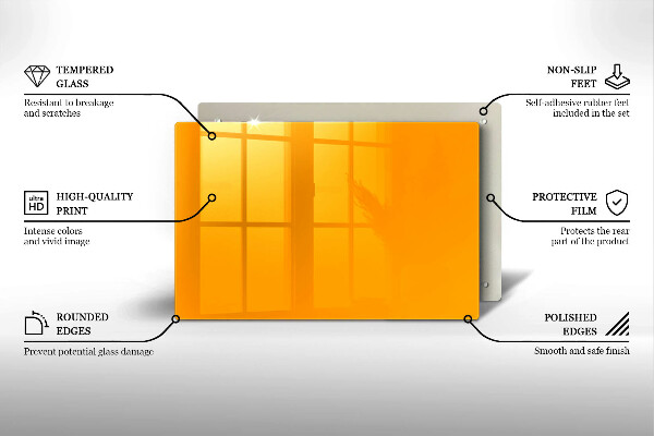 Chopping board glass Dark yellow color