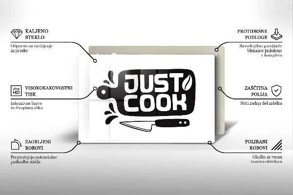 Cutting board Kitchen inscription Just Cook