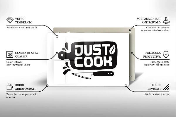 Cutting board Kitchen inscription Just Cook