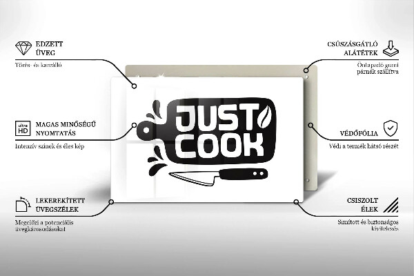 Cutting board Kitchen inscription Just Cook