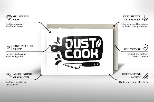 Cutting board Kitchen inscription Just Cook
