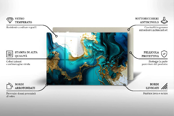 Chopping board glass Turquoise abstraction