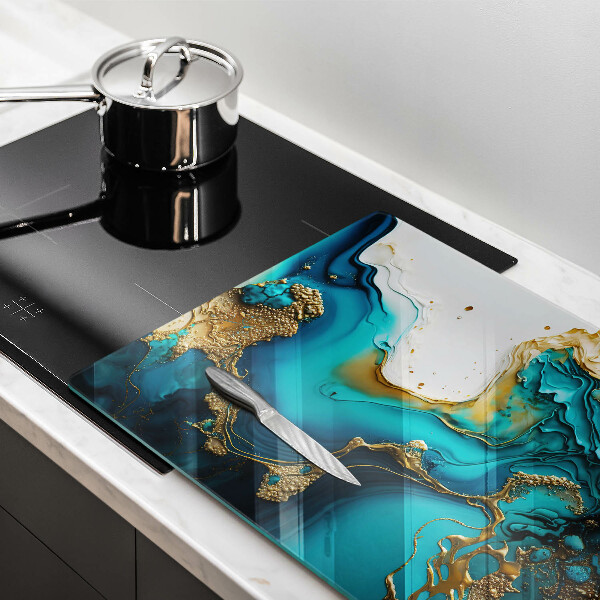 Chopping board glass Turquoise abstraction