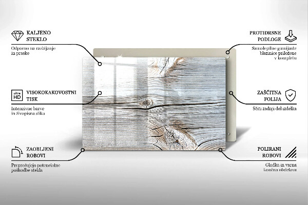 Chopping board glass Bright wood structure