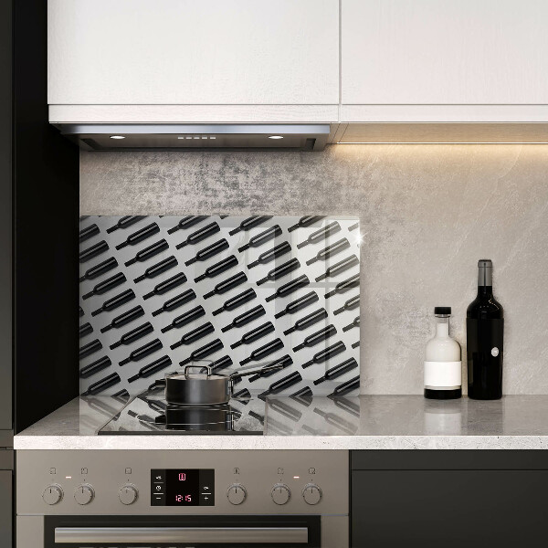 Chopping board glass Black bottles of wine