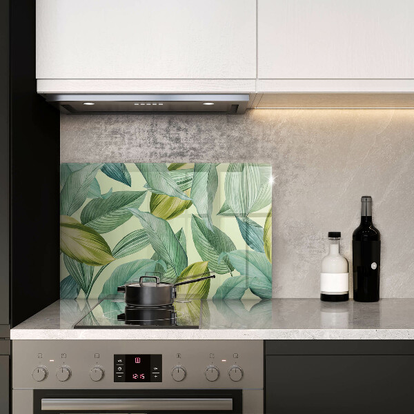Chopping board glass Green tropical leaves
