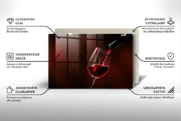Chopping board glass A glass of wine