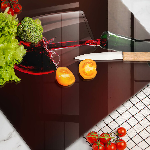 Chopping board glass A glass of wine