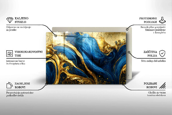 Cutting board Blue-gold marble