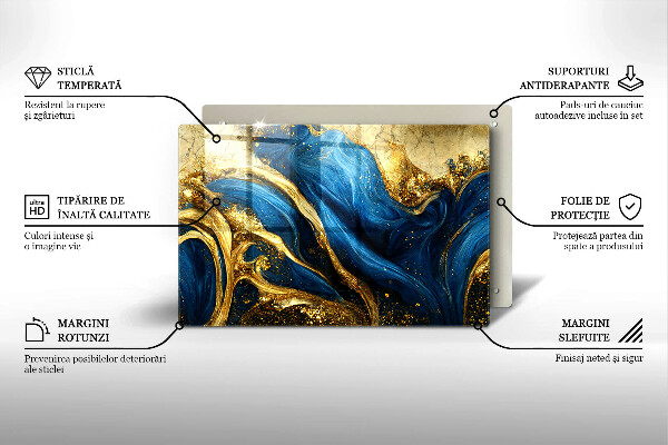 Cutting board Blue-gold marble