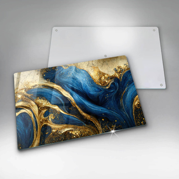 Cutting board Blue-gold marble