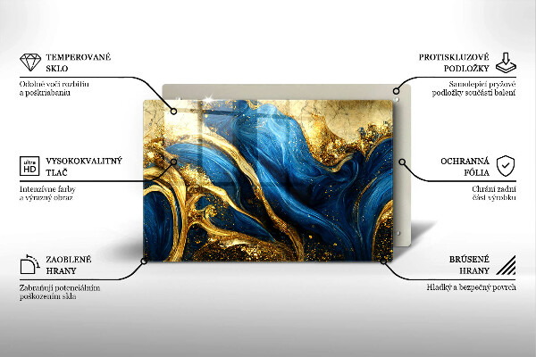 Cutting board Blue-gold marble