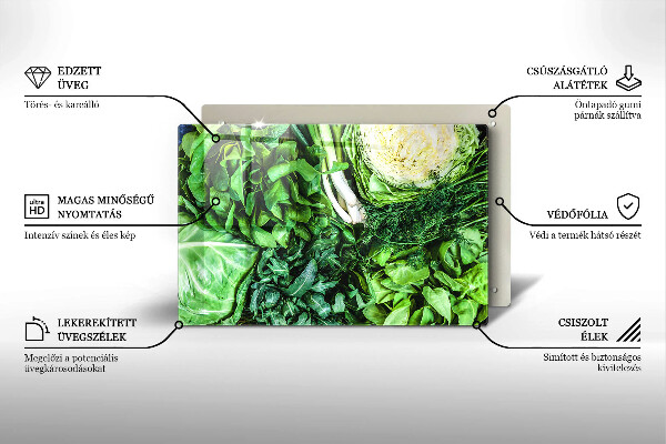 Chopping board glass Green vegetables