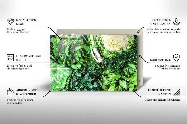 Chopping board glass Green vegetables