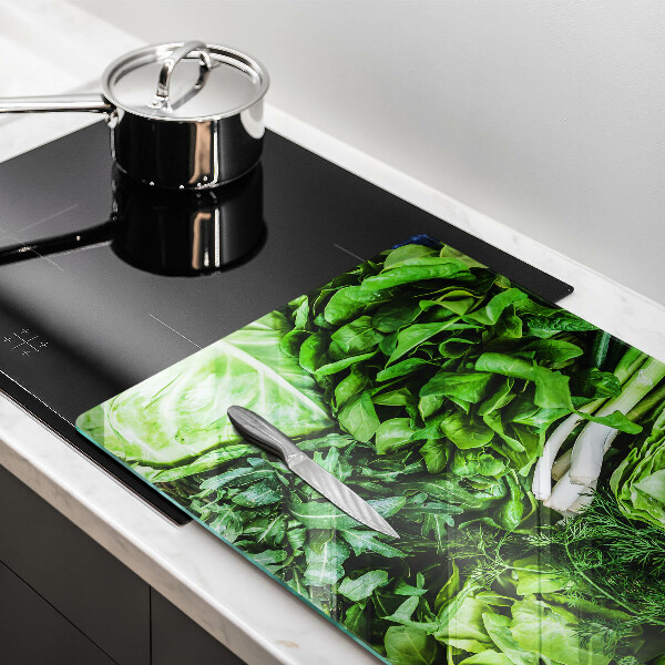 Chopping board glass Green vegetables