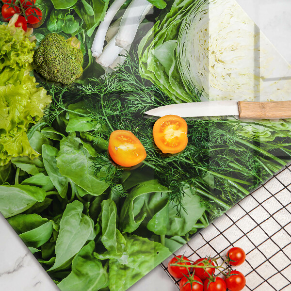 Chopping board glass Green vegetables