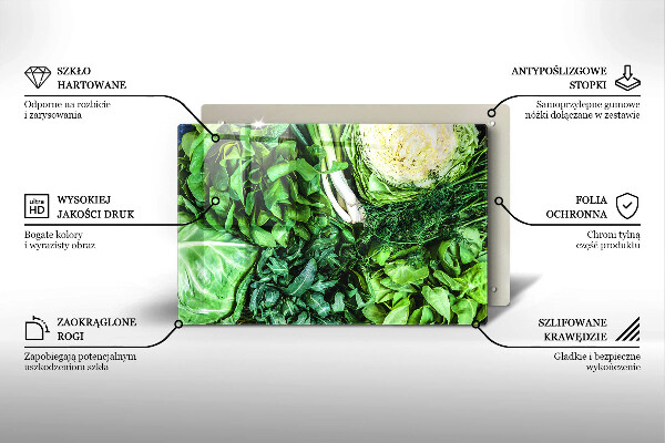 Chopping board glass Green vegetables