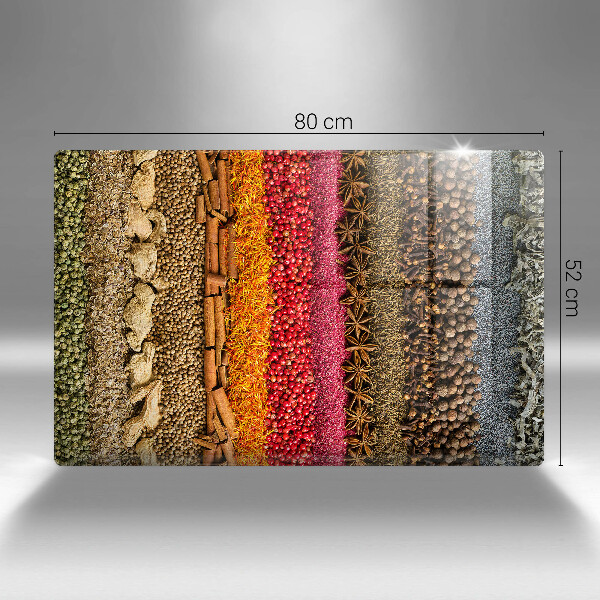 Chopping board glass Colorful spices