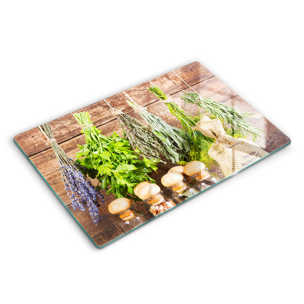 Cutting board Herbs spices and wood