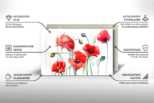 Cutting board Red flowers