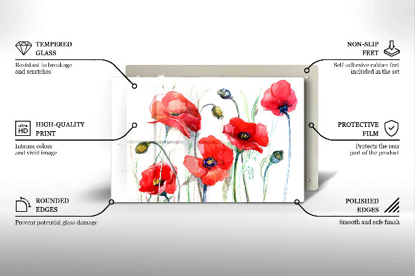 Cutting board Red flowers