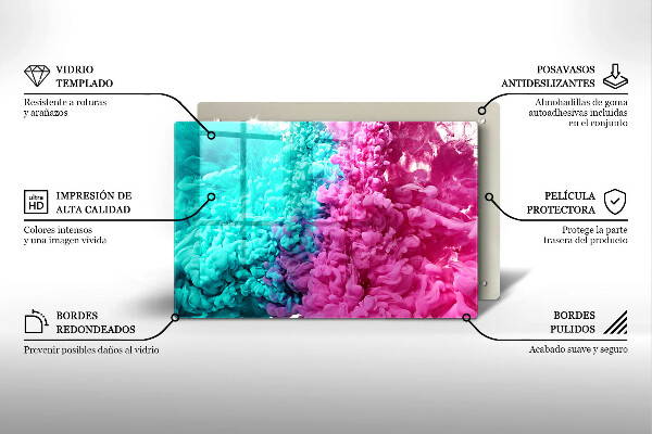 Chopping board glass Turkos-pink smoke