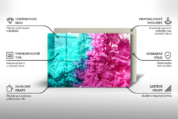 Chopping board glass Turkos-pink smoke