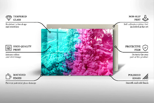 Chopping board glass Turkos-pink smoke